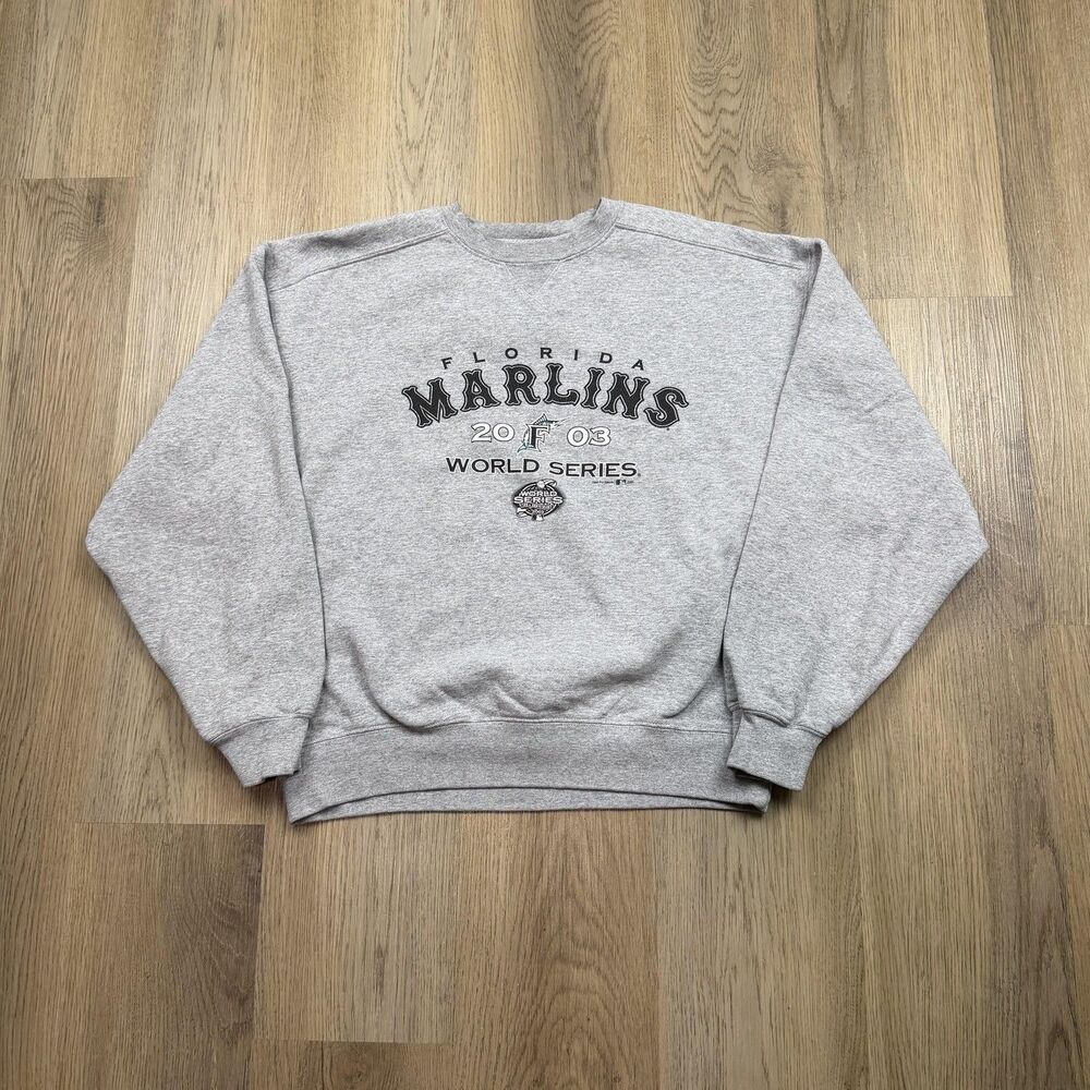Vintage Florida Marlins Sweatshirt Mens Medium MLB Baseball Gear For Sports 2003